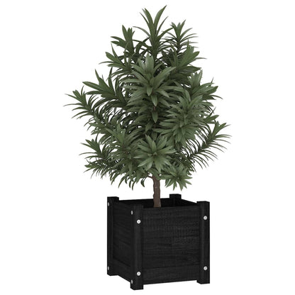 Fioriera da Giardino Nera 31x31x31 cm Legno Massello di Pino - homemem39