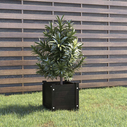 Fioriera da Giardino Nera 31x31x31 cm Legno Massello di Pino - homemem39