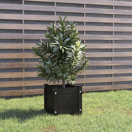 Fioriera da Giardino Nera 31x31x31 cm Legno Massello di Pino - homemem39