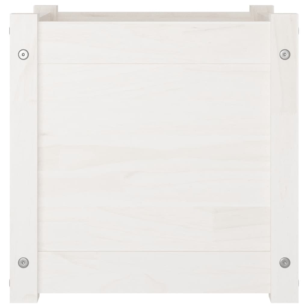 Fioriere da Giardino 2 pz Bianche 40x40x40 cm Massello di Pino