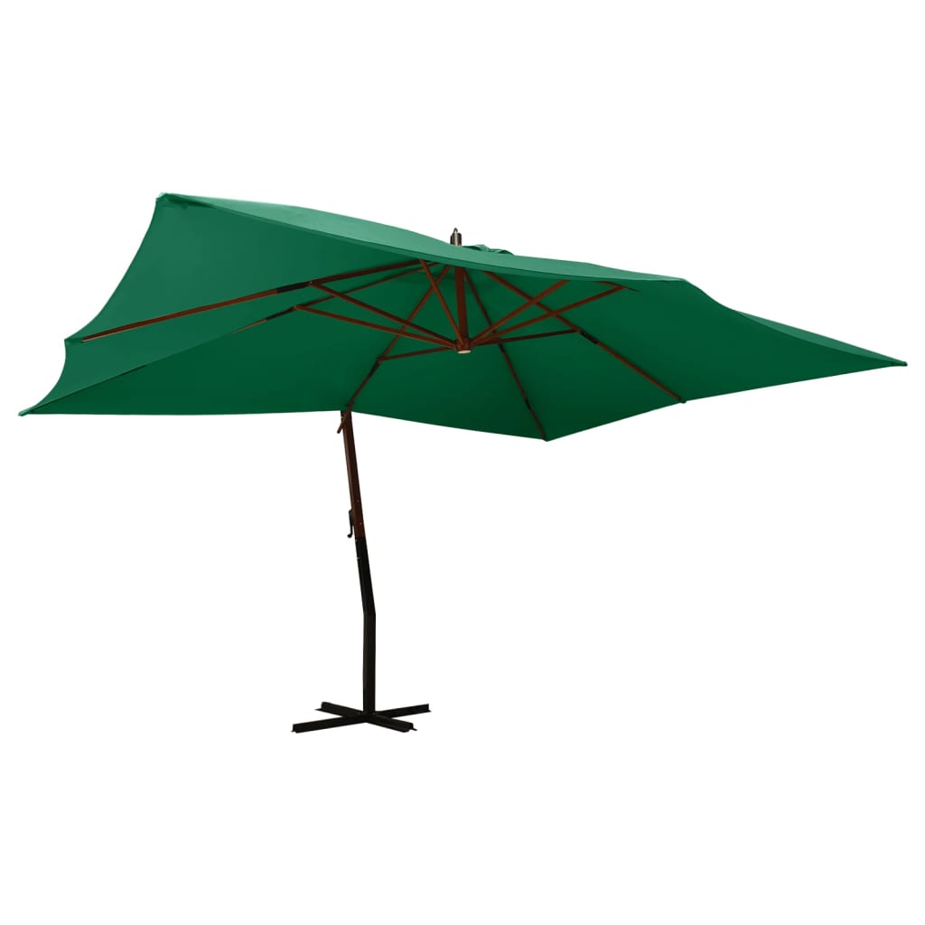 Ombrellone a Sbalzo da Giardino Palo in Legno 400x300 cm Verde - homemem39