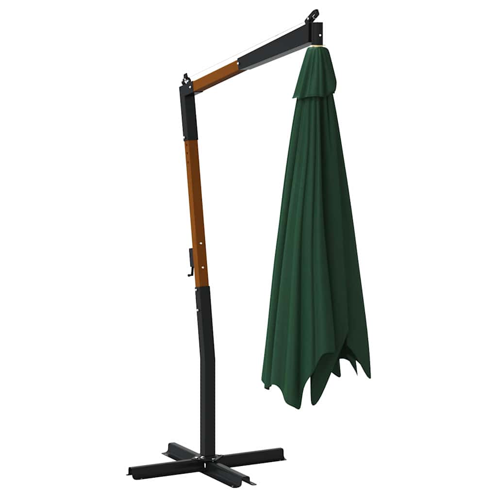 Ombrellone a Sbalzo da Giardino Palo in Legno 400x300 cm Verde - homemem39