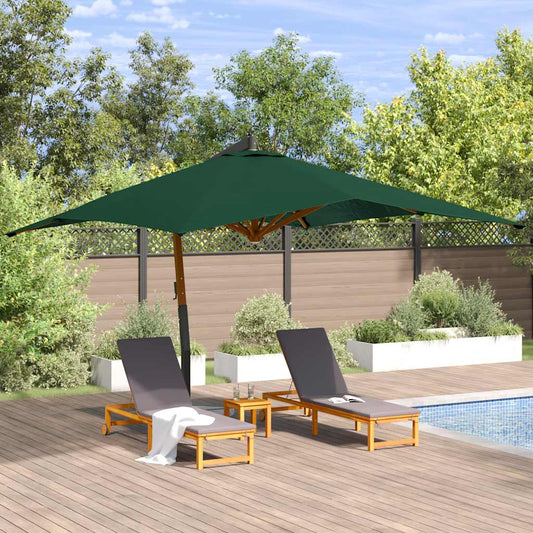 Ombrellone a Sbalzo da Giardino Palo in Legno 400x300 cm Verde - homemem39