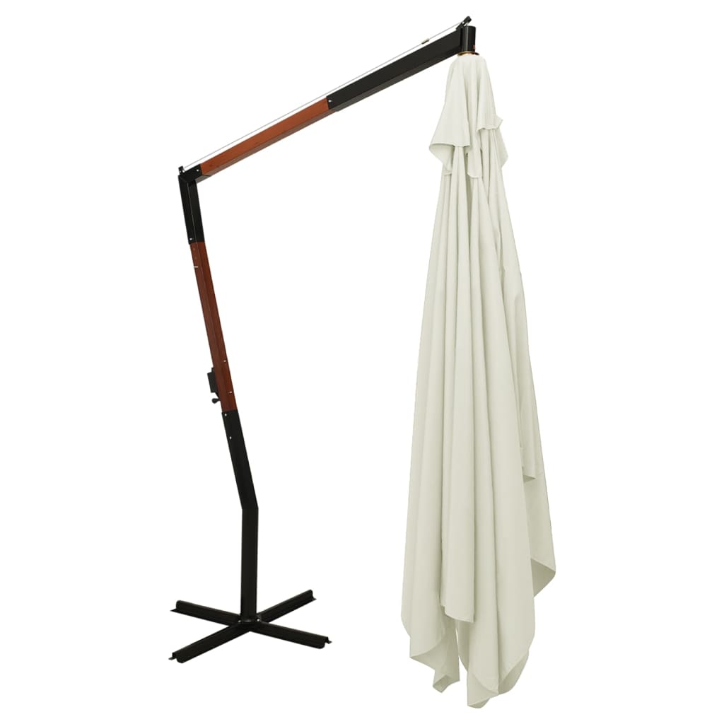 Ombrellone a Sbalzo da Giardino Palo in Legno 400x300 cm Sabbia - homemem39