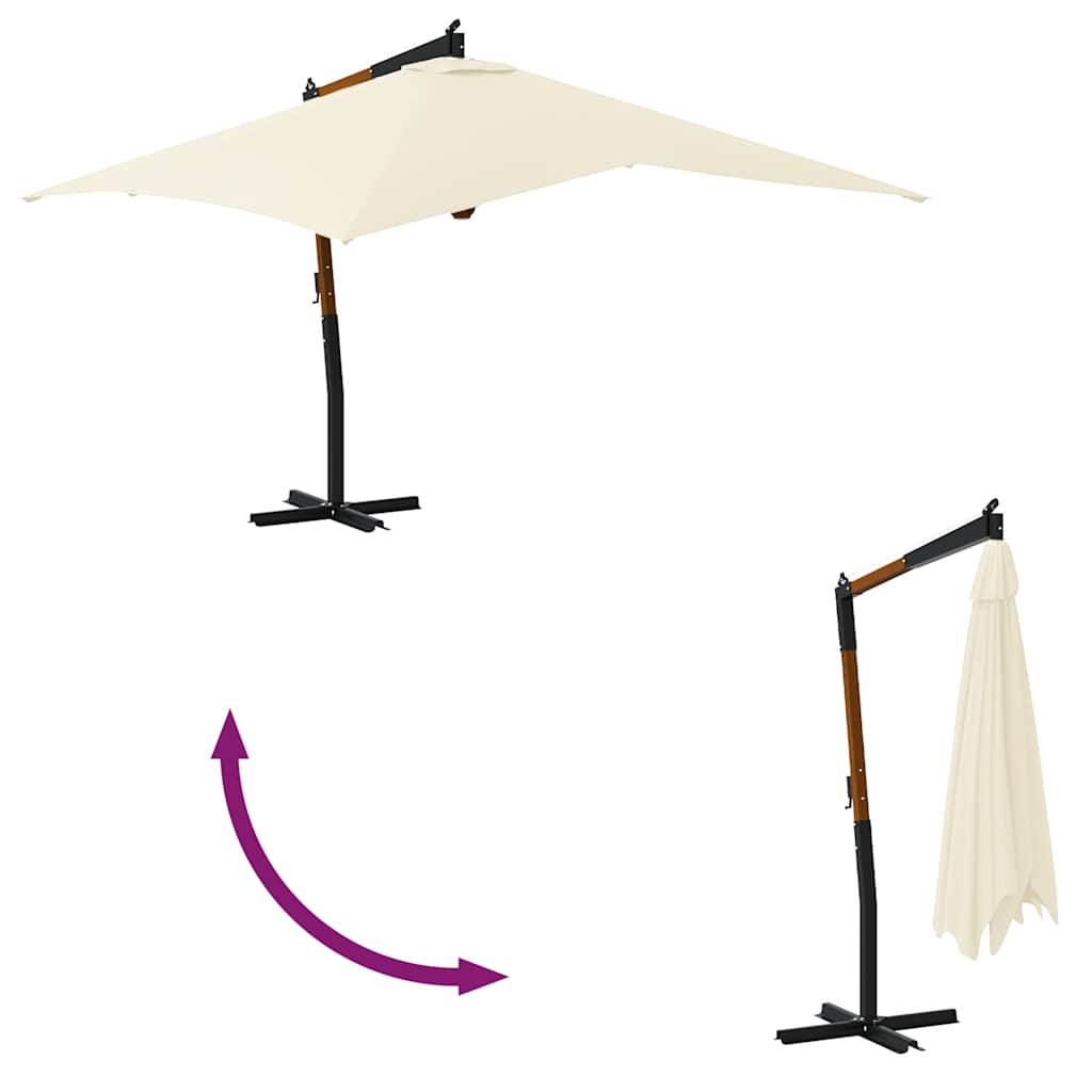 Ombrellone a Sbalzo da Giardino Palo in Legno 400x300 cm Sabbia - homemem39