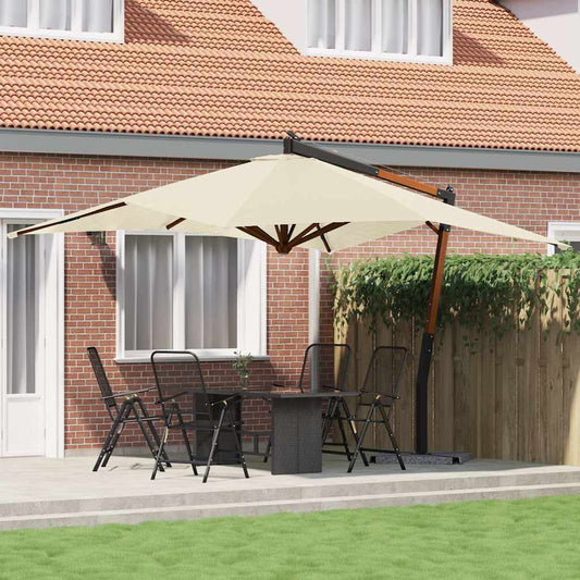 Ombrellone a Sbalzo da Giardino Palo in Legno 400x300 cm Sabbia - homemem39