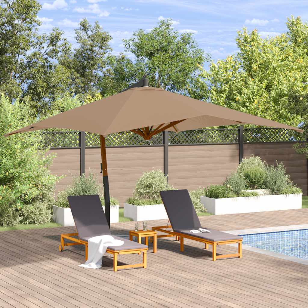 Ombrellone a Sbalzo con Palo in Legno 400x300 cm Tortora - homemem39