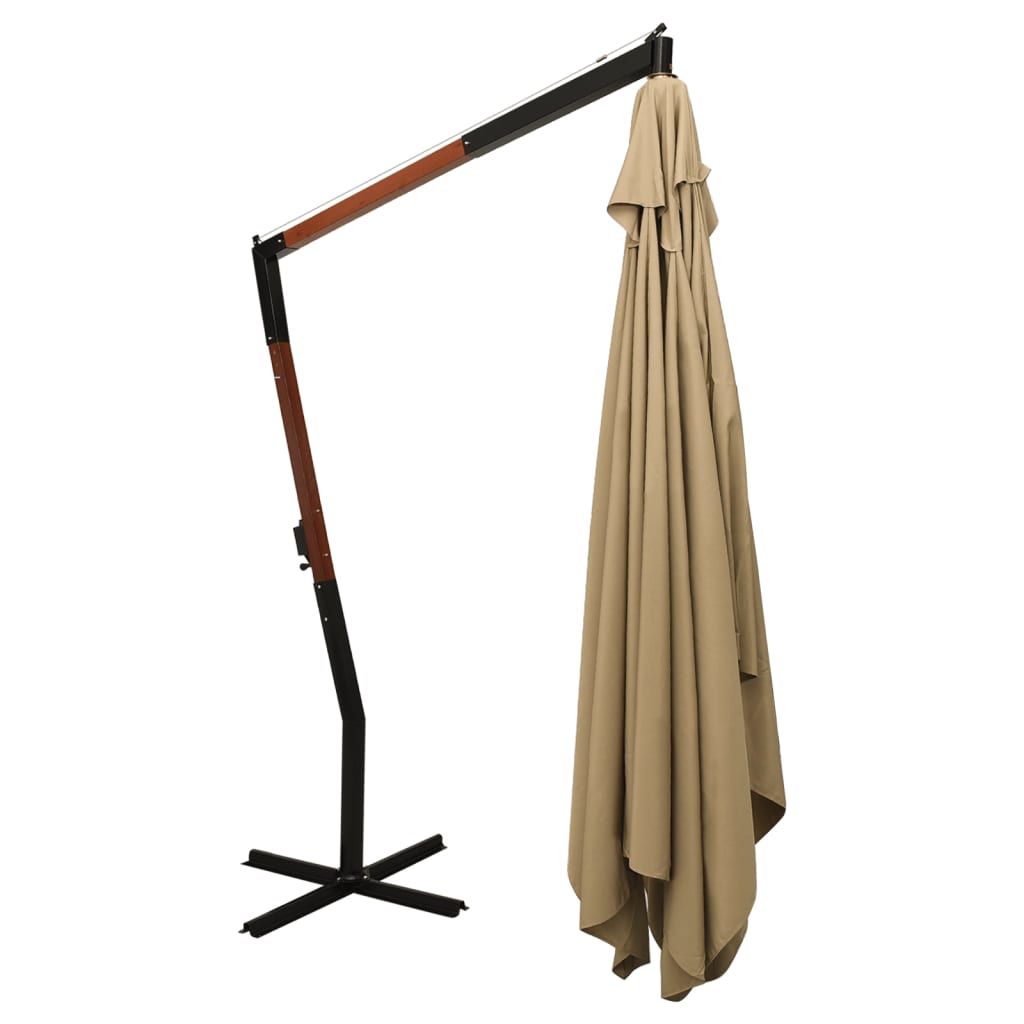Ombrellone a Sbalzo con Palo in Legno 400x300 cm Tortora - homemem39