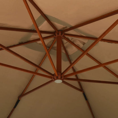 Ombrellone a Sbalzo con Palo in Legno 400x300 cm Tortora - homemem39