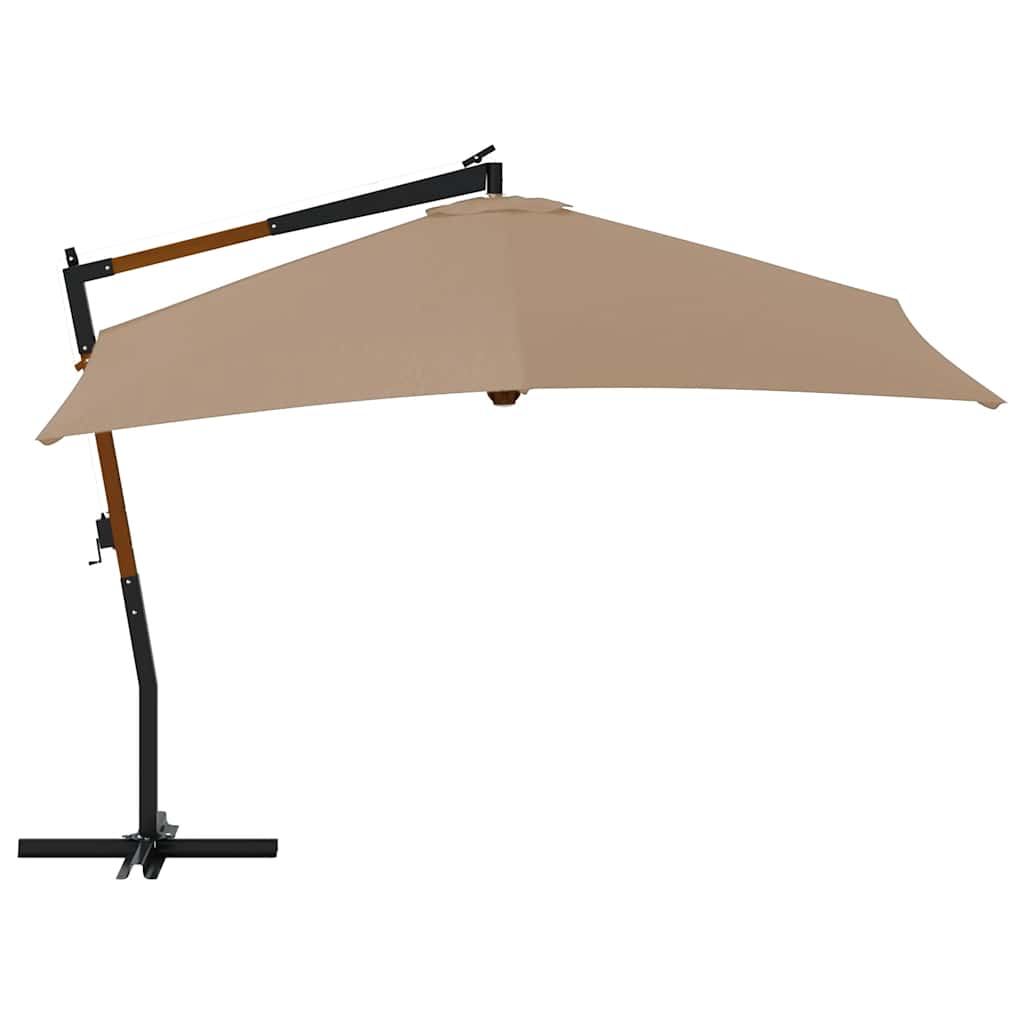 Ombrellone a Sbalzo con Palo in Legno 400x300 cm Tortora - homemem39