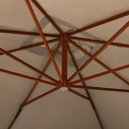 Ombrellone a Sbalzo con Palo in Legno 400x300 cm Tortora - homemem39