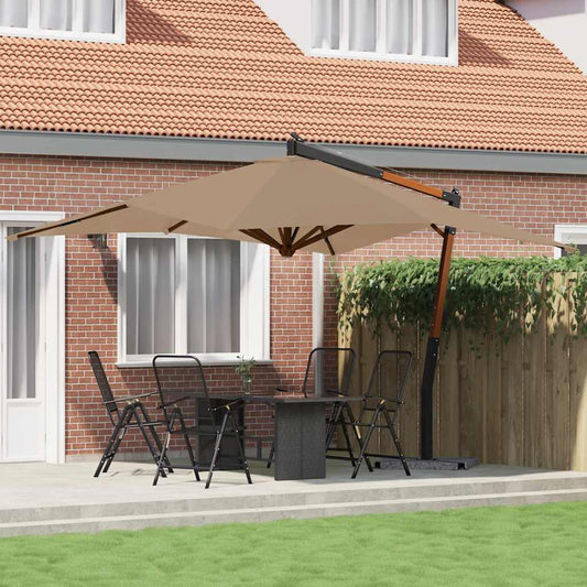 Ombrellone a Sbalzo con Palo in Legno 400x300 cm Tortora - homemem39