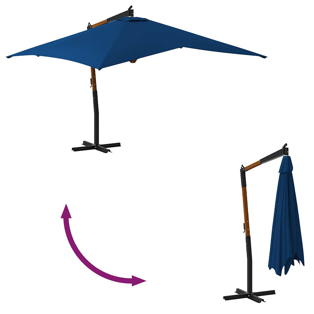 Ombrellone a Sbalzo con Palo in Legno 400x300 cm Antracite - homemem39