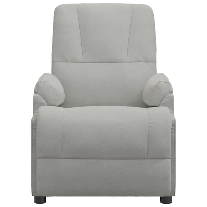 Poltrona Alzapersona Reclinabile Grigio Chiaro in Scamosciato