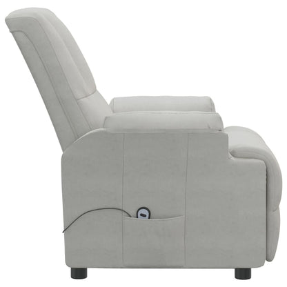 Poltrona Alzapersona Reclinabile Grigio Chiaro in Scamosciato