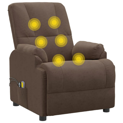 Poltrona Alzapersona Massaggiante Marrone in Scamosciato