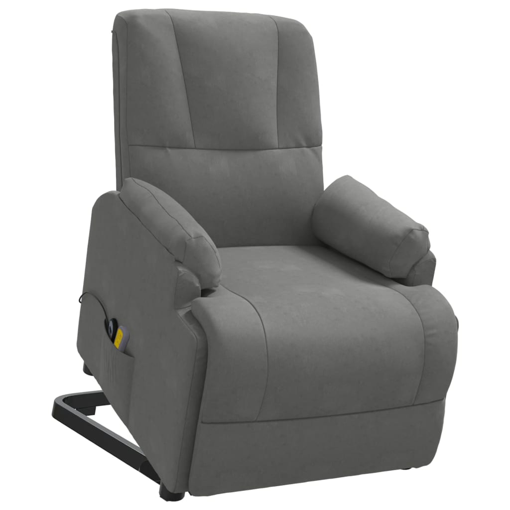 Poltrona Alzapersona Massaggiante Grigio Scuro in Scamosciato