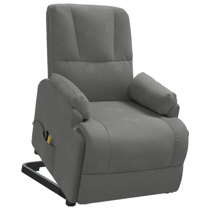 Poltrona Alzapersona Massaggiante Grigio Scuro in Scamosciato