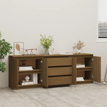 Credenza Marrone Ambra 180x36x65 cm in Legno Massello di Pino - homemem39