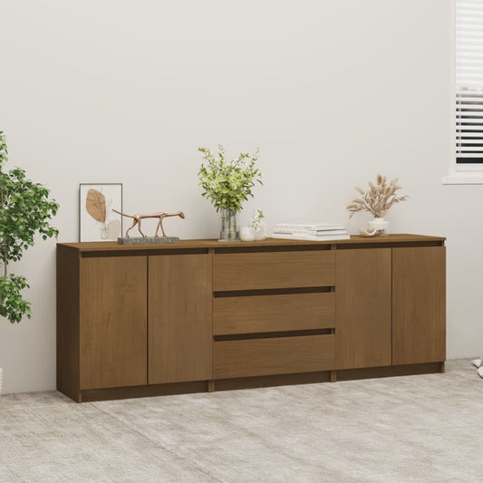 Credenza Marrone Ambra 180x36x65 cm in Legno Massello di Pino - homemem39