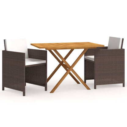 Set da Pranzo per Giardino 3 pz con Cuscini Marrone | homemem39