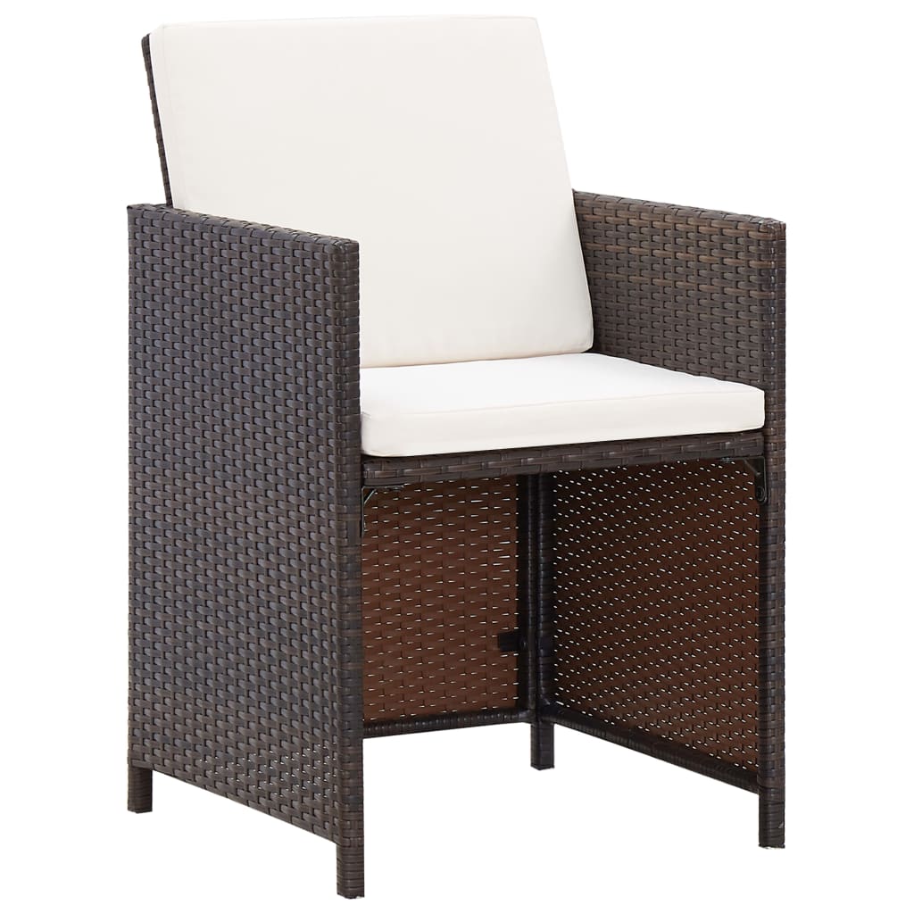 Set da Pranzo per Giardino 3 pz con Cuscini Marrone | homemem39