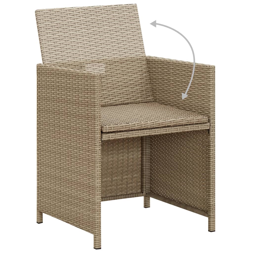 Set da Pranzo per Giardino 3 pz con Cuscini Beige