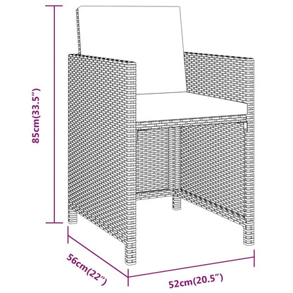 Set da Pranzo per Giardino 3 pz con Cuscini Beige
