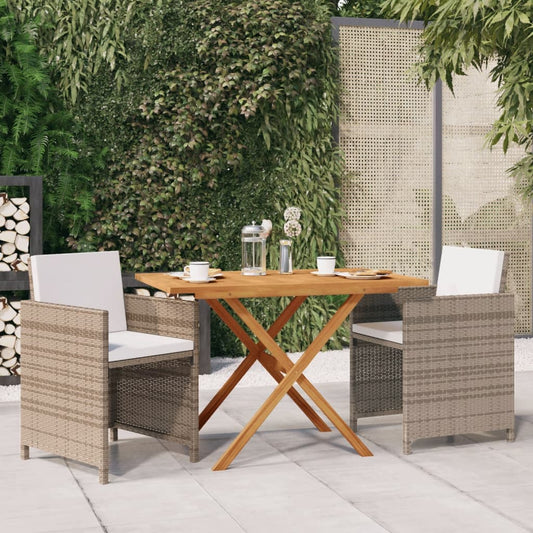 Set da Pranzo per Giardino 3 pz con Cuscini Beige - homemem39