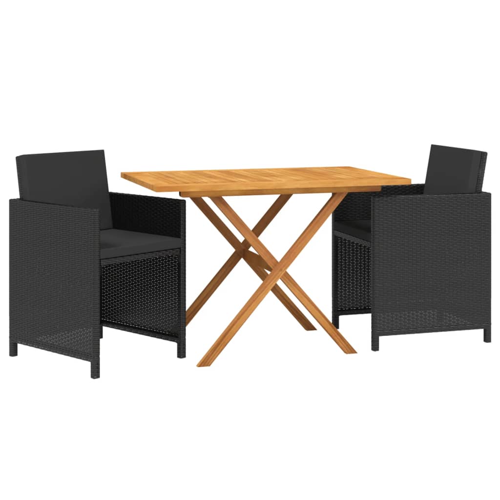 Set da Pranzo da Giardino 3 pz con Cuscini Nero | homemem39