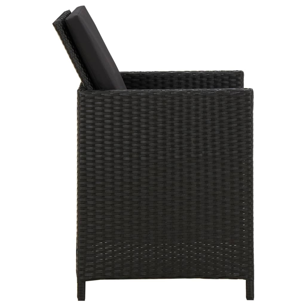 Set da Pranzo da Giardino 3 pz con Cuscini Nero | homemem39