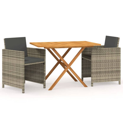 Set da Pranzo per Giardino 3 pz con Cuscini Grigio | homemem39