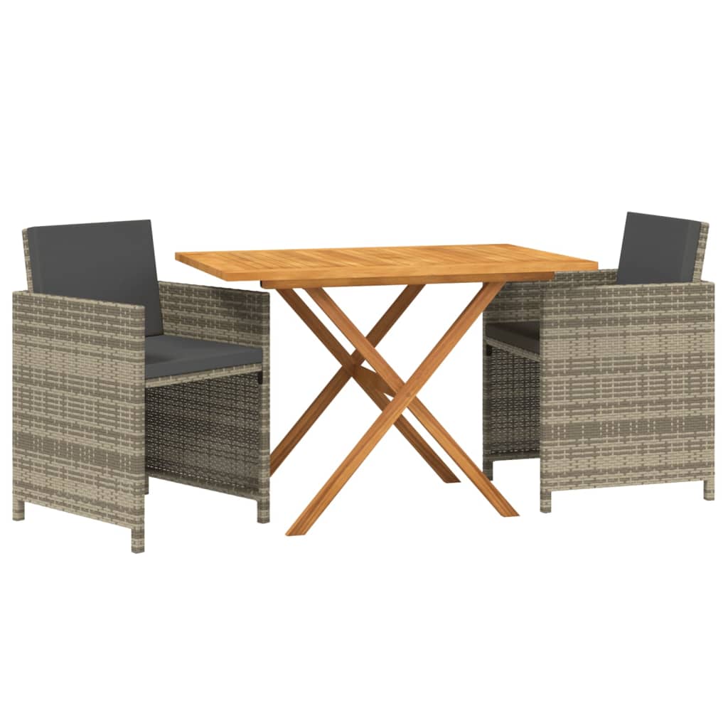 Set da Pranzo per Giardino 3 pz con Cuscini Grigio | homemem39