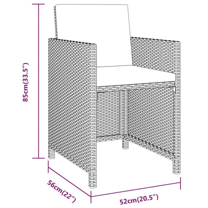 Set da Pranzo per Giardino 3 pz con Cuscini Grigio | homemem39
