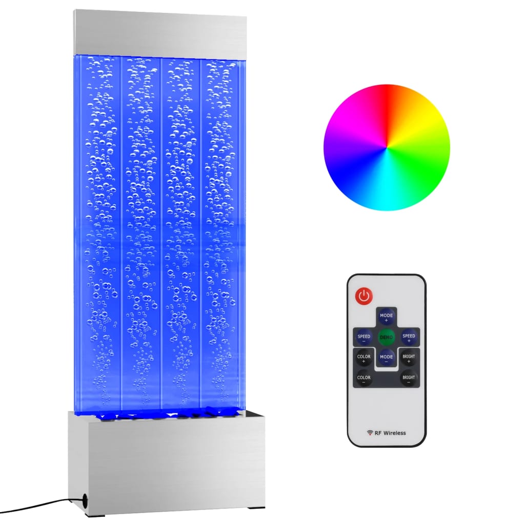 Colonna di Bolle con LED RGB Acciaio Inox e Acrilico 110 cm | homemem39