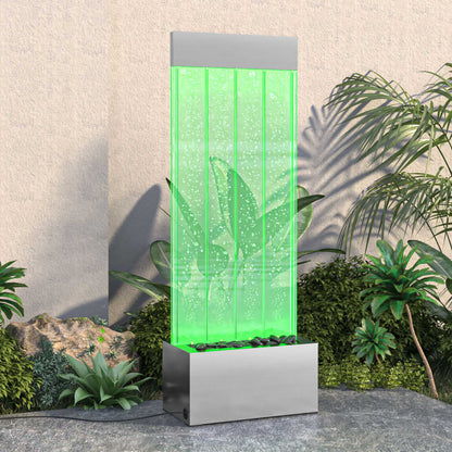 Colonna di Bolle con LED RGB Acciaio Inox e Acrilico 110 cm | homemem39