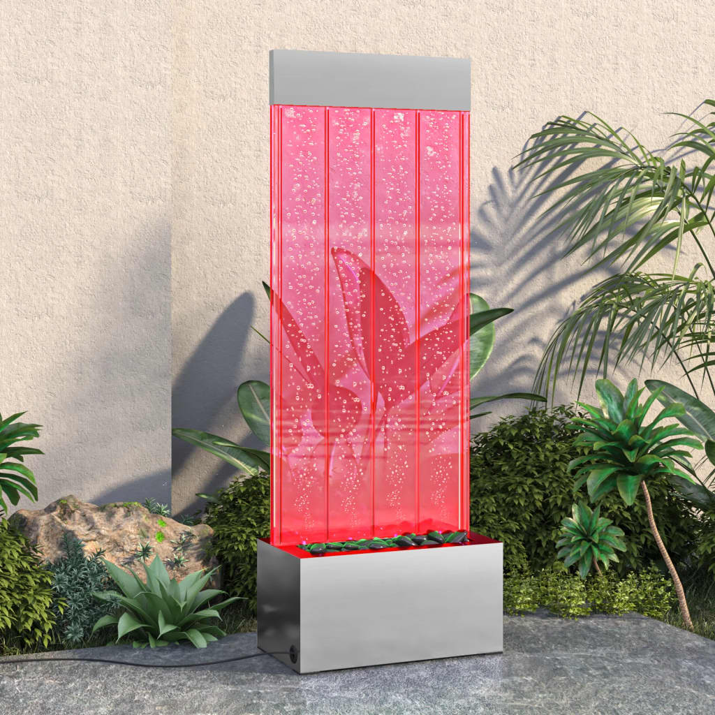 Colonna di Bolle con LED RGB Acciaio Inox e Acrilico 110 cm | homemem39