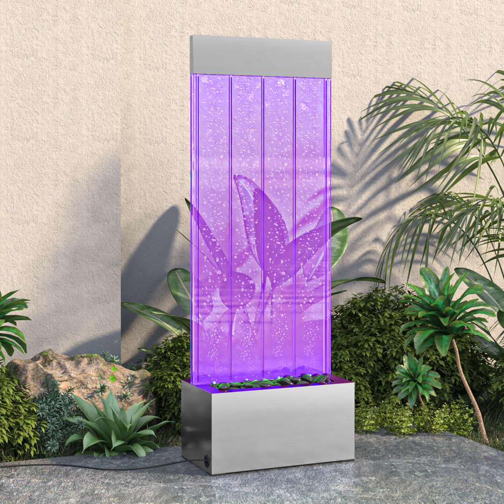 Colonna di Bolle con LED RGB Acciaio Inox e Acrilico 110 cm | homemem39