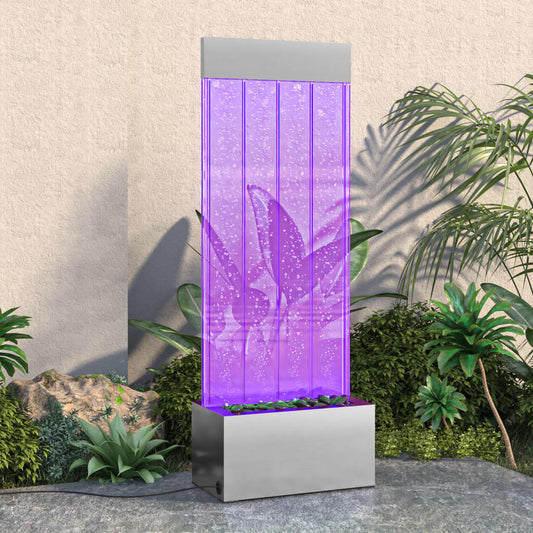 Colonna di Bolle con LED RGB Acciaio Inox e Acrilico 110 cm | homemem39
