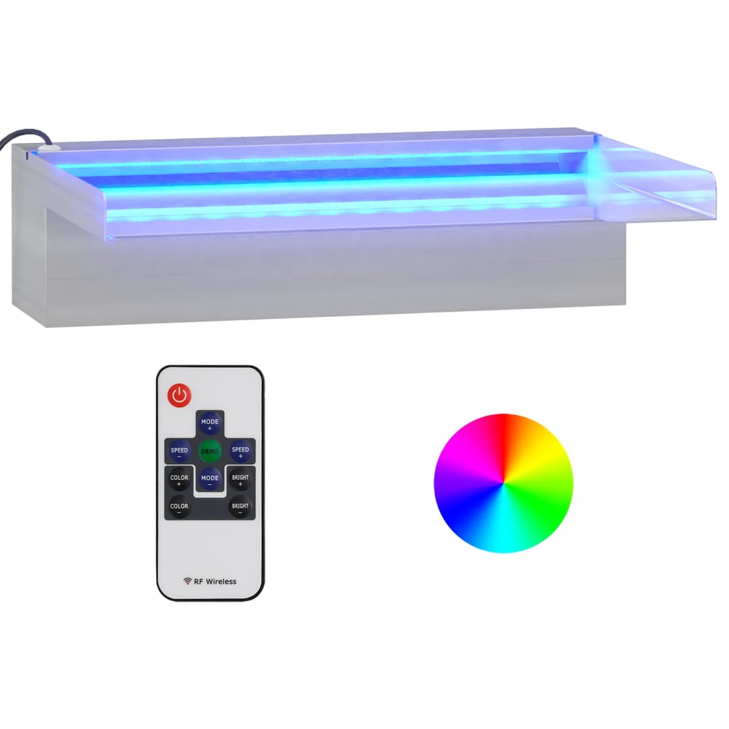 Sfioratore a Cascata con LED RGB Acciaio Inox 30 cm | homemem39