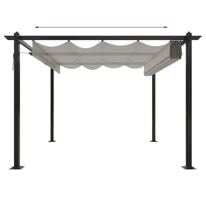Pergola da Giardino con Tetto Retrattile 3x3 m Crema | homemem39