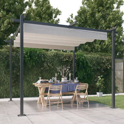 Pergola da Giardino con Tetto Retrattile 3x3 m Crema | homemem39
