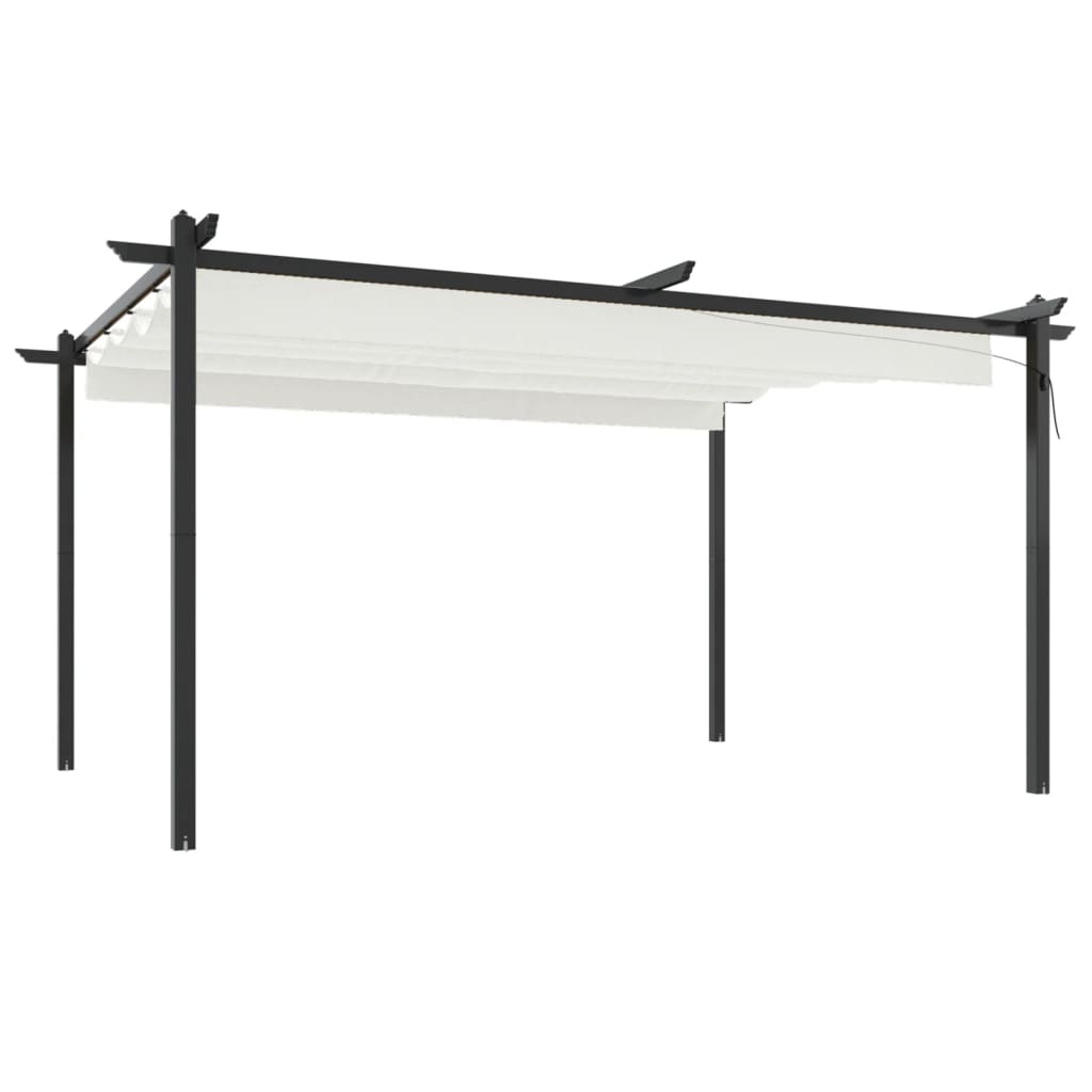 Pergola da Giardino con Tetto Retrattile 4x3 m Crema | homemem39
