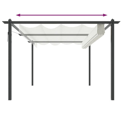 Pergola da Giardino con Tetto Retrattile 4x3 m Crema | homemem39