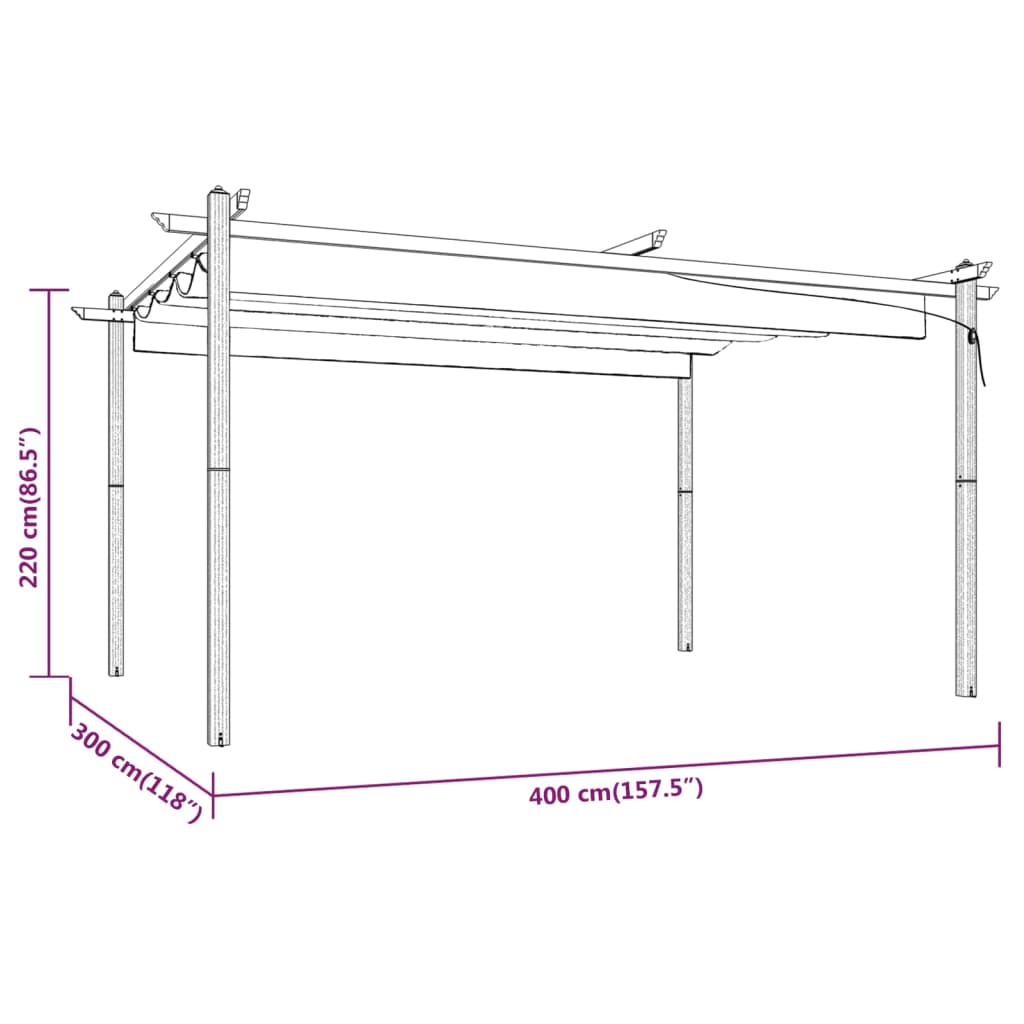Pergola da Giardino con Tetto Retrattile 4x3 m Crema | homemem39