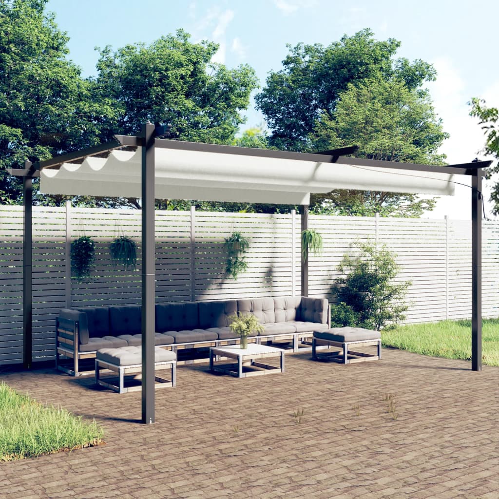 Pergola da Giardino con Tetto Retrattile 4x3 m Crema | homemem39