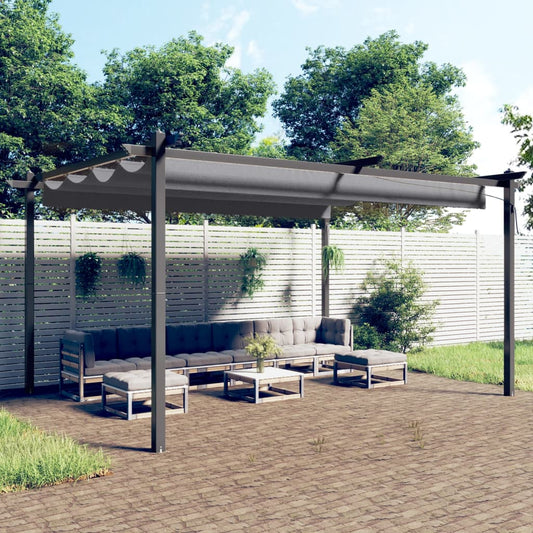Pergola da Giardino con Tetto Retrattile 4x3 m Antracite | homemem39