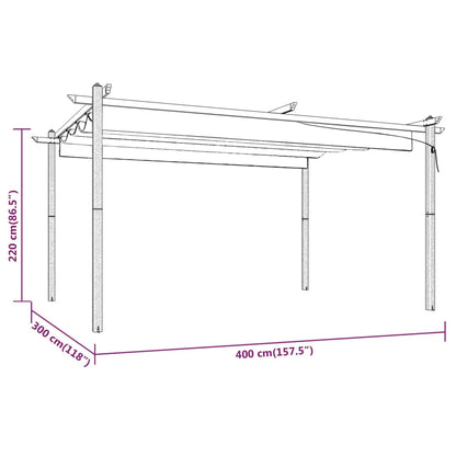 Pergola da Giardino con Tetto Retrattile 4x3 m Tortora | homemem39
