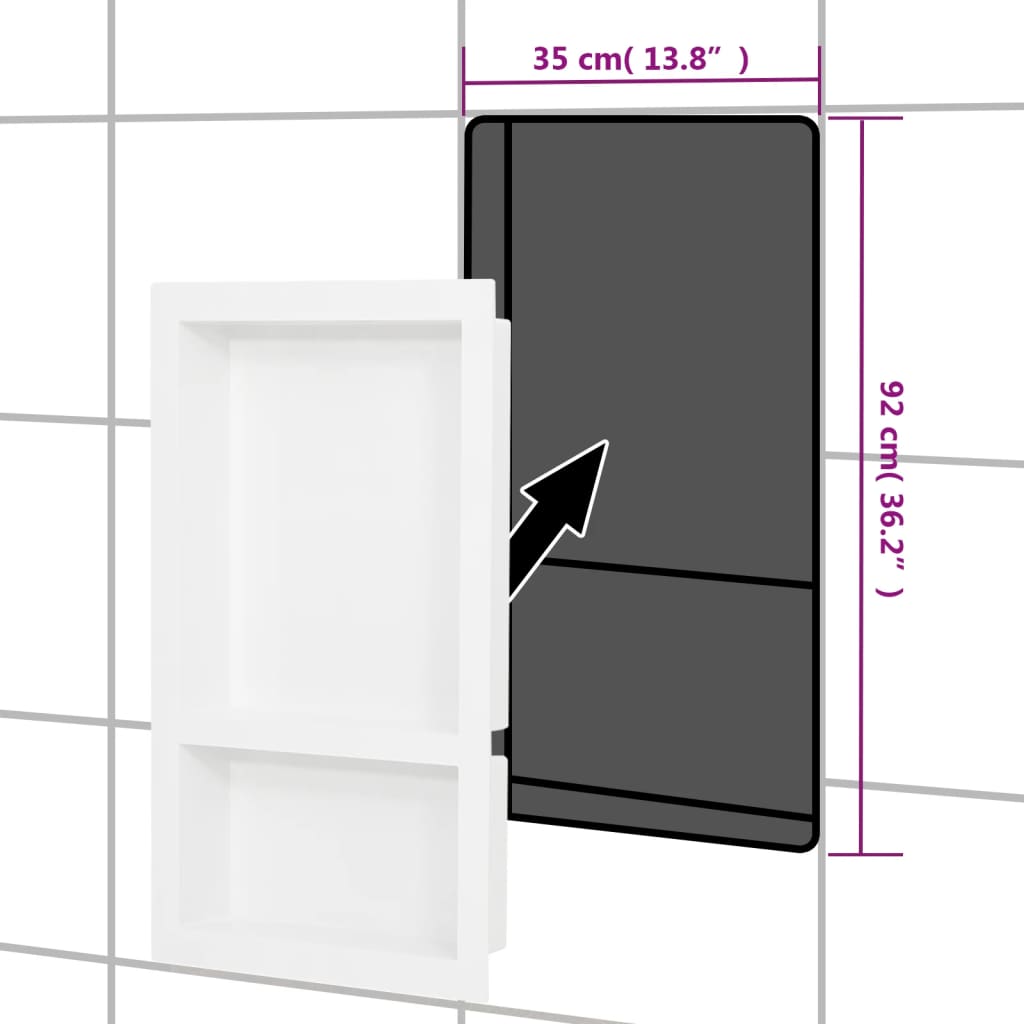 Nicchia da Doccia con 2 Scomparti Bianco Lucido 41x69x9 cm | homemem39