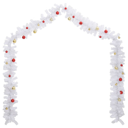Ghirlanda di Natale Decorata con Palline Bianca 5 m | homemem39